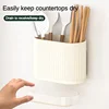 Household Kitchen Chopstick Holder Spoon Storage Box Drain Rack Wall Mounted Non Perforated Countertop Tableware Chopstick Cage 2