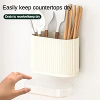 Household Kitchen Chopstick Holder Spoon Storage Box Drain Rack Wall Mounted Non Perforated Countertop Tableware Chopstick Cage 2