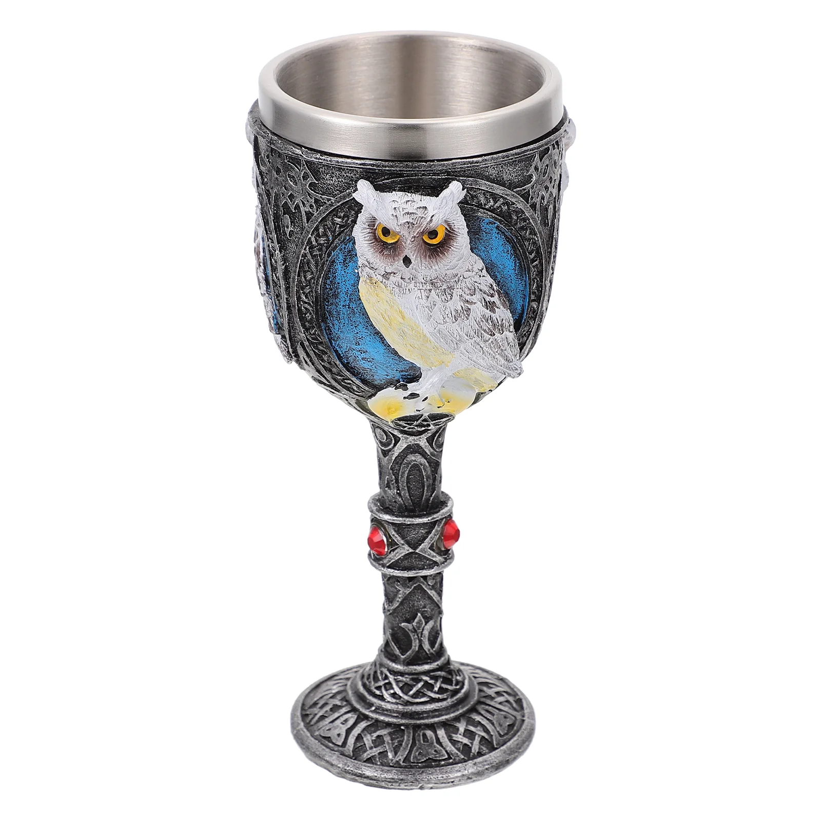 

Owl Three-Dimensional Goblet Festival Drinking Cup Desktop Decor Steel Resin Owl Three-Dimensional High Foot Wine Cup