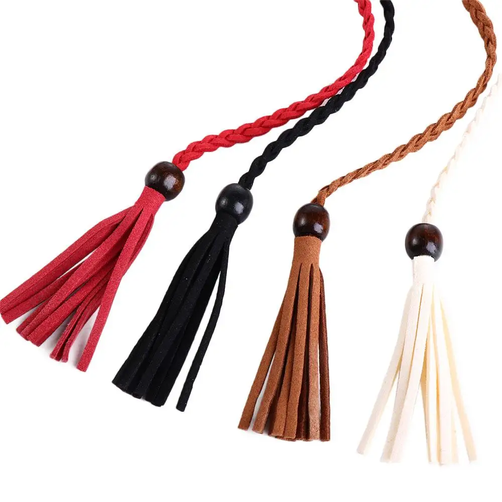 

Simple All-match Wooden Bead Bohemian Thin Belts Women Waist Chain Braided Tassel Belt Waist Rope Ethnic Style Belts