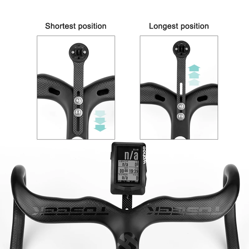 Carbon 3K Road Bicycle Computer Holder with Light and Camera Clip