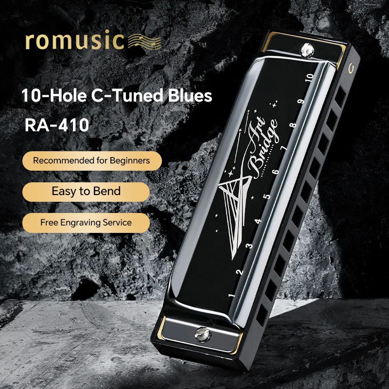Blues Harmonica Mouth Organ 10 Hole C Key Diatonic Harmonica Case for Professional Beginner Students Adult diatonic harmonica