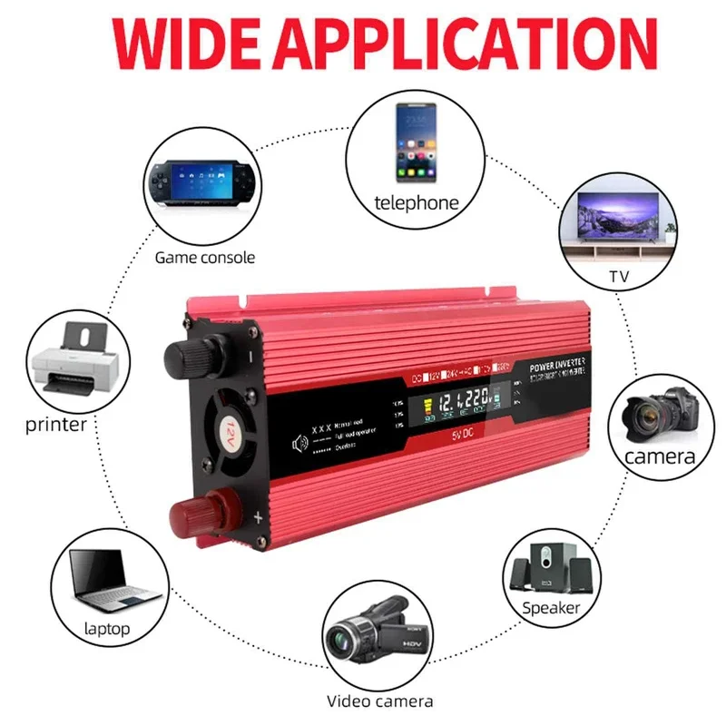3000/4000/5000W DC 12V 24V to AC 220V Power inverter Modified Sine Wave LCD Display USB Car Transformer Convert Charge Converter