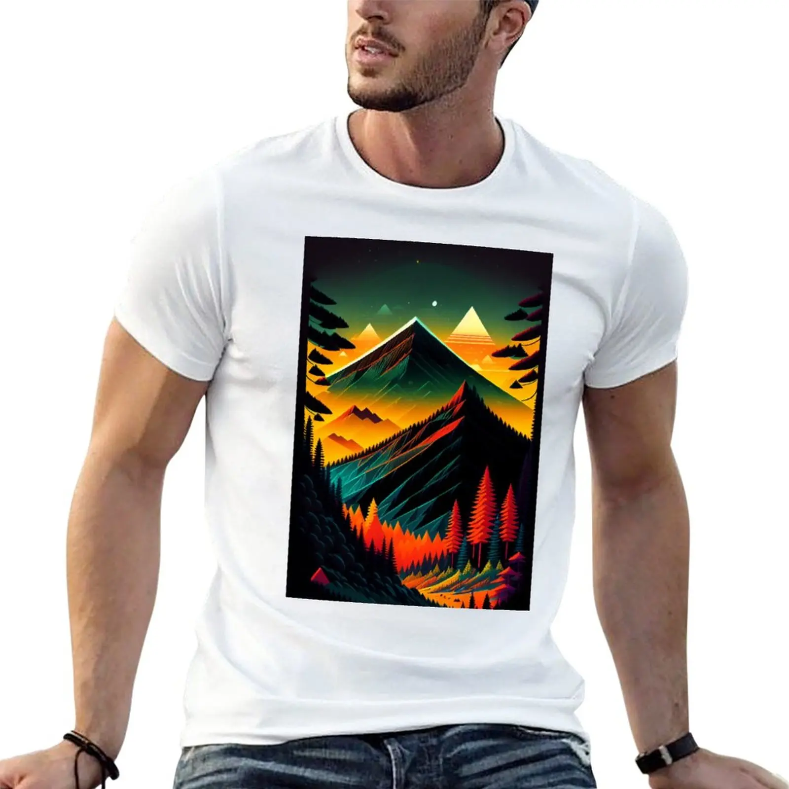 

New Surreal mountain landscape: Flaming play of colors in nature T-Shirt tees vintage t shirt plain t shirts men