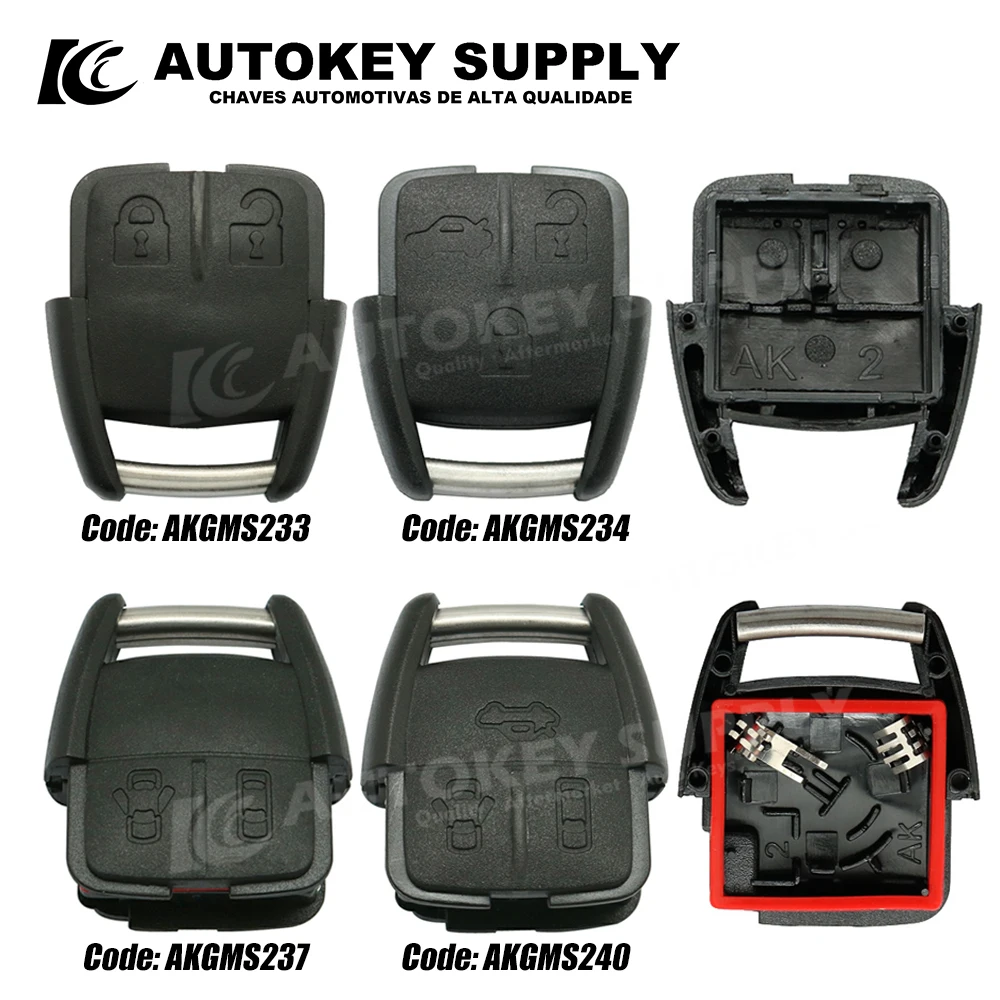 For Chevrolet Replacement Shell Double 2 Button Remote Controle With Battery Holder AutokeySupply AKGMS233 car remote key car key
