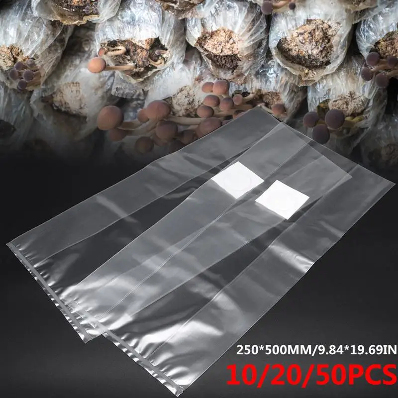 

102050PCS Mushroom Growing Bag PVC Transparent Edible Cultivation Bag Temperature Resistant Horticultural Planting Bag
