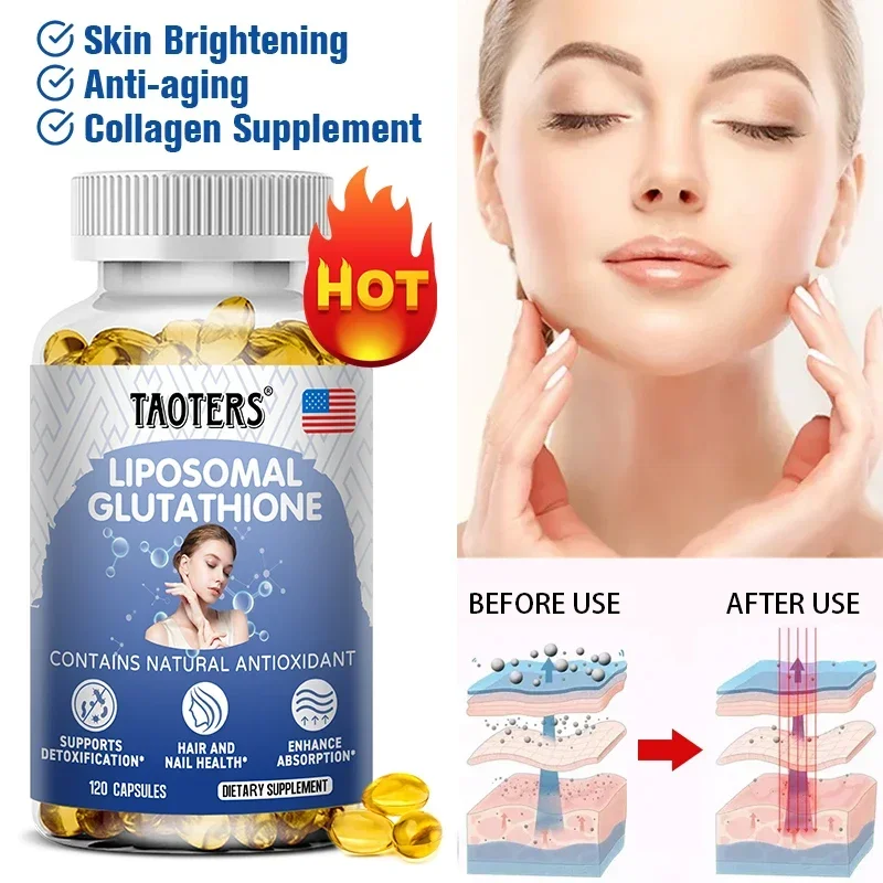 

Taoters Liposomal Glutathione Supplement, Easy To Absorb - for Brain, Immune System, Skin Health - 120 Capsules, Non-GMO
