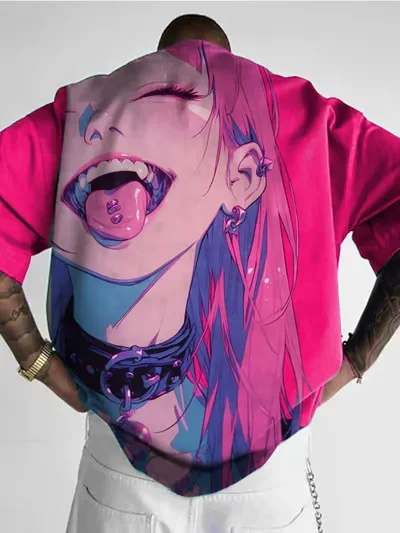 New T-Shirt Anime Character Tee 3D Sexy Beauty Printed T Shirts Loose Casual Men's Female Clothing Fashion Short Sleeve