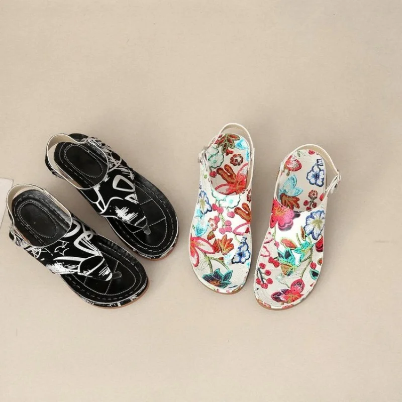 Women Sandals Orthopedic Wedge Heels Summer Fashion Buckle for Beach Flip Flops