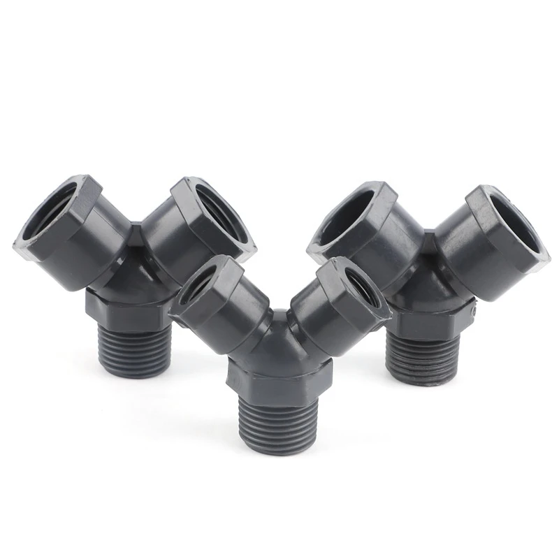 

1pcs Grey I.D 20mm-1/2" PVC Female Male Thread Tee Connector Fish Tank Pipe Adapter Garden Irrigation Water Tube Fittings