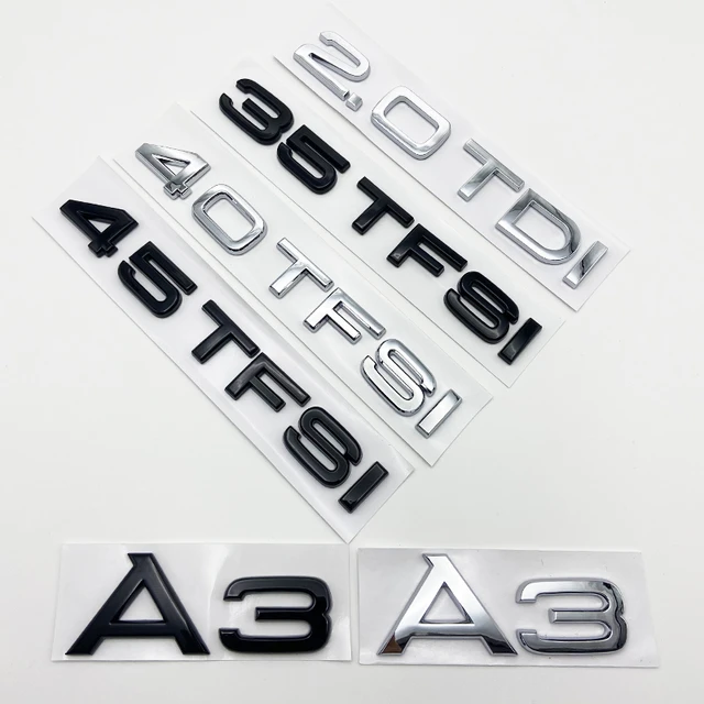 3D Flat Letters ABS Emblem 2.0TDI 35TFSI 40TFSI for Audi A3 S3 Car Trunk  Lid Nameplate Badge Logo Sticker Chrome Glossy Black - AliExpress