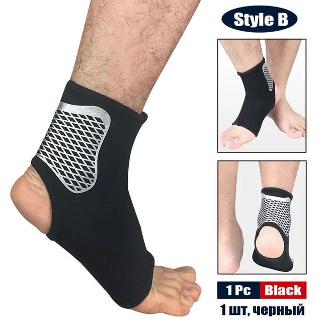 1Pc Sports Ankle Support Protect Sock Elastic Comfortable Foot Sprain Protect Brace for Cycling Running Basketball Soccer Tennis Style B-Black-1Pc