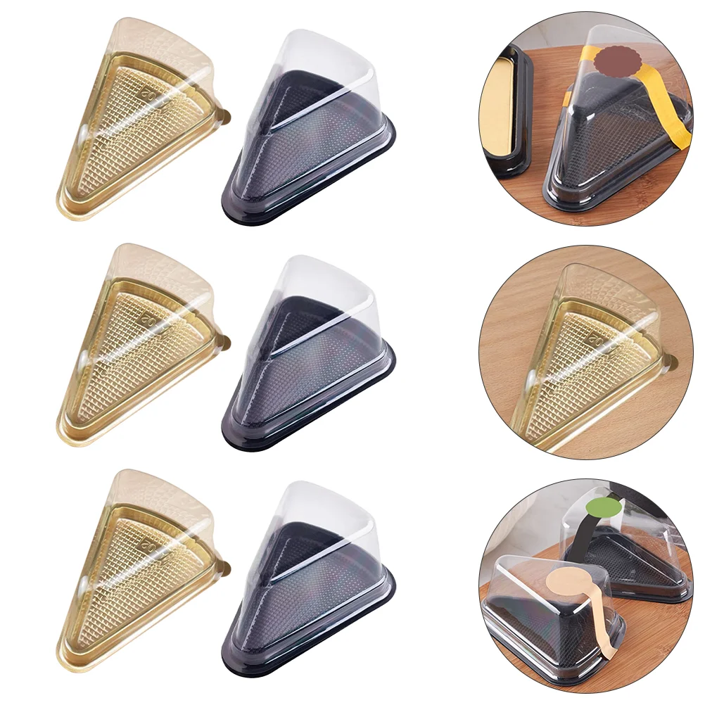 

Cake Slice Boxes Plastic Cake Containers Cakes Boxes Triangular Cake Packaging Boxes for Birthday Wedding Party Decoration