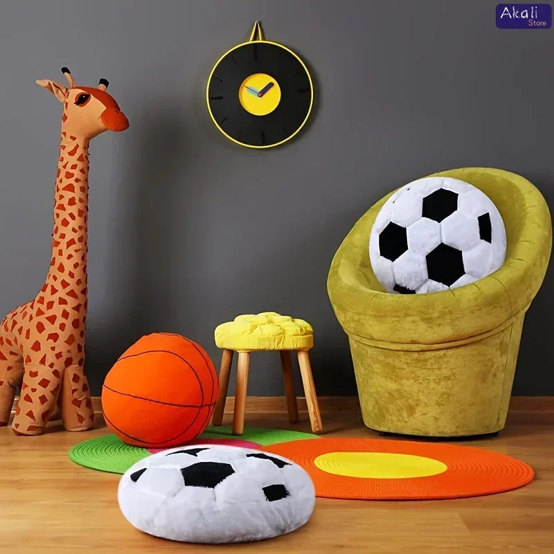 Sports Themed Plush Pillow Football Basketball Design Soft Fabric Cushion Simulation Football Doll Children's Birthday Gifts 6