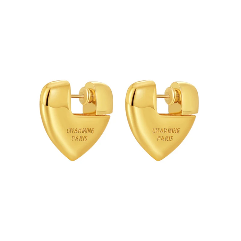 

Top Quality Gold Color Heart Design Letter Name Fashion Women Earrings 925 Silver Studs Jewelry