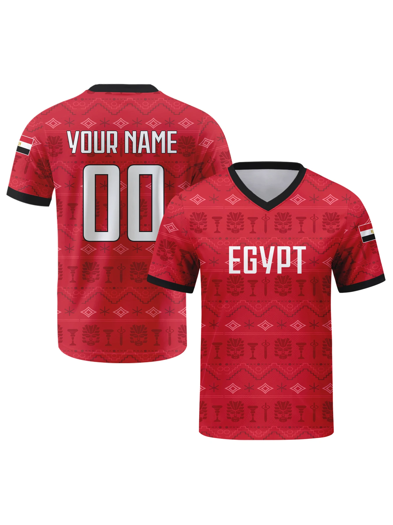 Custom Egypt Football Jersey Personalized with Name Number Breathable V-neck Soccer Team Shirt for Men Youth Women Sb8127612b8fb41d28d0c76de5aef627ce