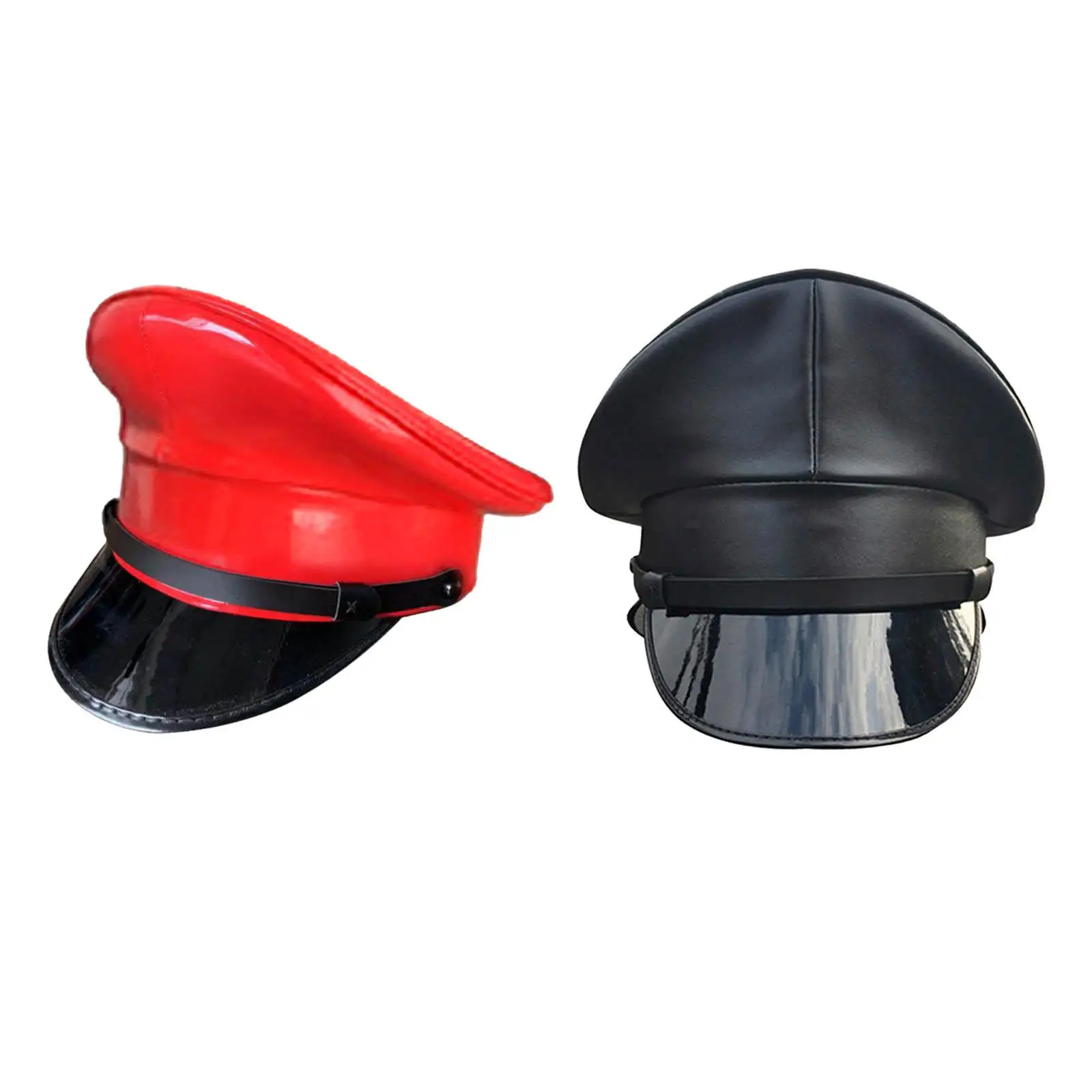 

Hat Officer Hat Uniform PU Leather for Cosplay Nightclub Unisex