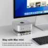Qwiizlab Aluminum Stand Hub with NVMe SSD Enclosure for Mac mini M4/M4 Pro 2024, Card Readers 312MB/s, 2x USB-A 10Gbps, USB 2.0 6