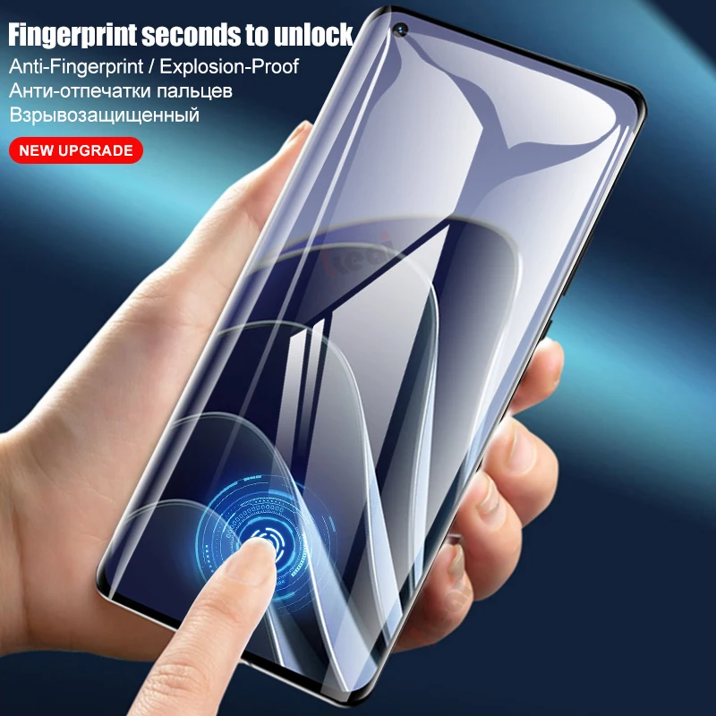 Fingerprint Unlocking Full Glue Cover Curved Tempered Glass For OnePlus 10  9 8 7T 7 Pro Screen Protector Film Phone Accessories - AliExpress
