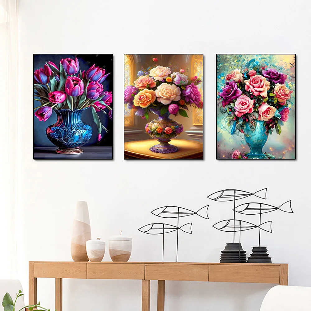 Diamond Painting YOUQU DIY 5D Diamond Painting Flowers Diamond Embroidery Rose Flowers Rhinestone Mosaic Birthday Gift Home Decoration