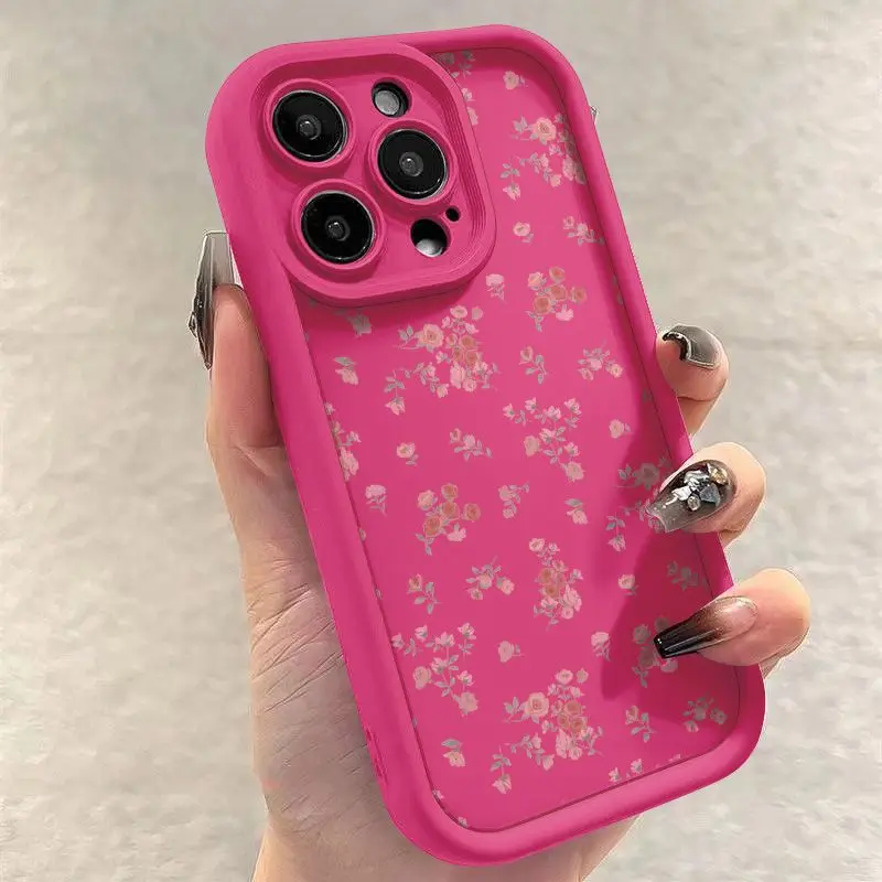 Pink Floral Fragments Luxury Phone Case - Y2K Inspired Cover