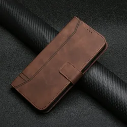 Leather Wallet Case with Card Pocket for OnePlus Ace 6 (Coffee)