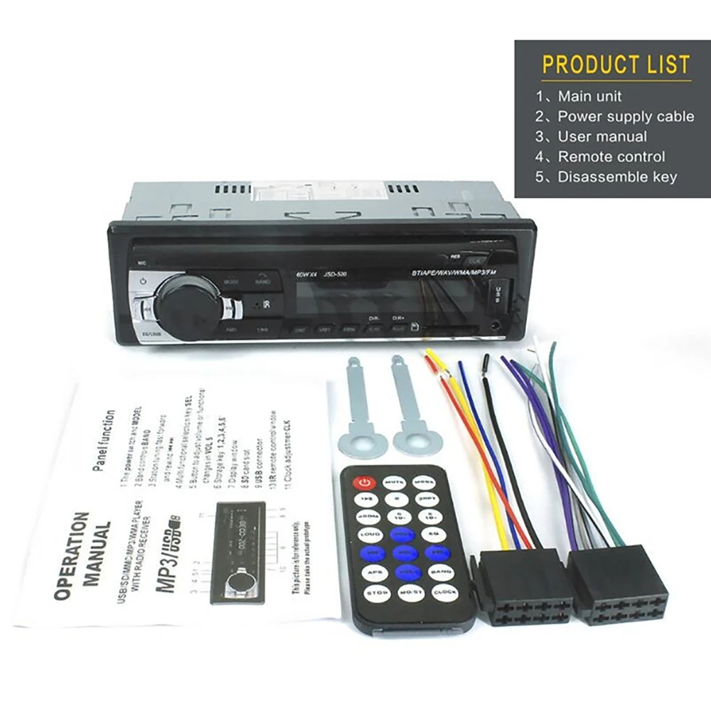 Car MP3 Player 12/24V 60W Car Stereo Bluetooth Audio Radio USB Card Insert MP3 Radio Kit with Handsfree Call