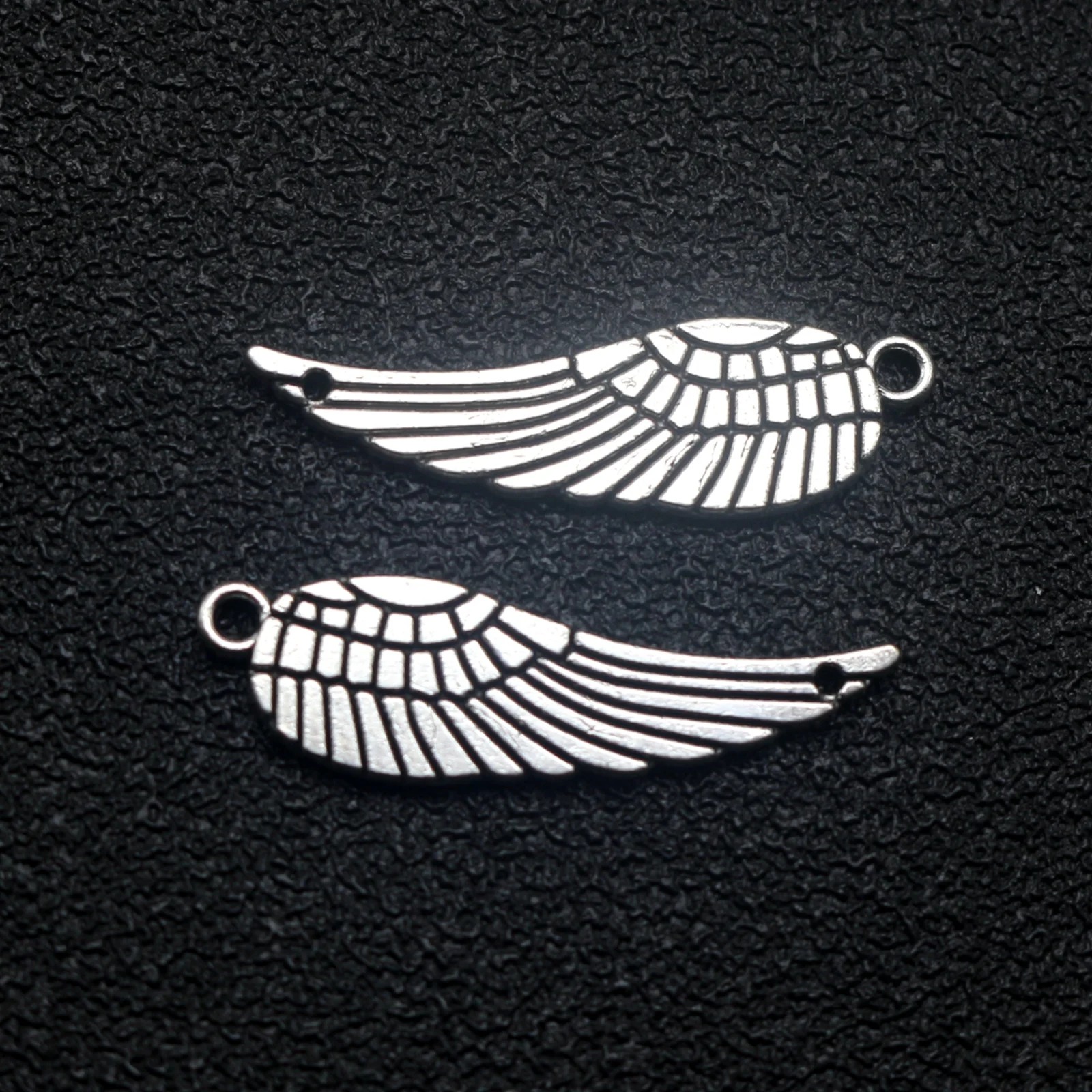 

25 Tibet Alloy Angel Feather Wing Pendants 10X31mm Connector Charms