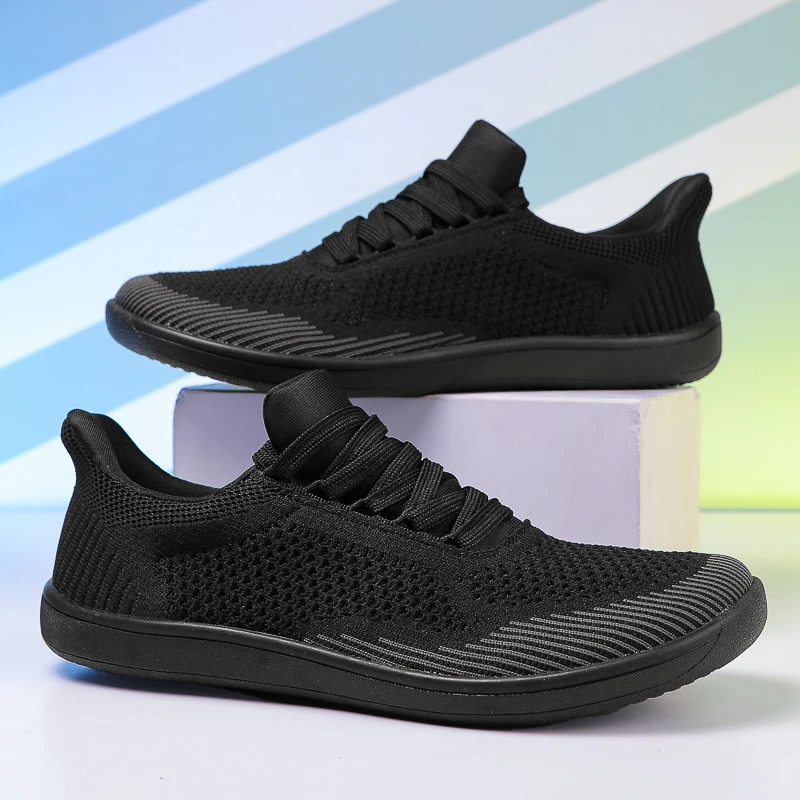 Wide Toe Men Shoes Breathable Knitted Mesh Comfortable Barefoot Casual Versatile Soft Sole Wide Last Shoes Walking Shoe Sneakers 2