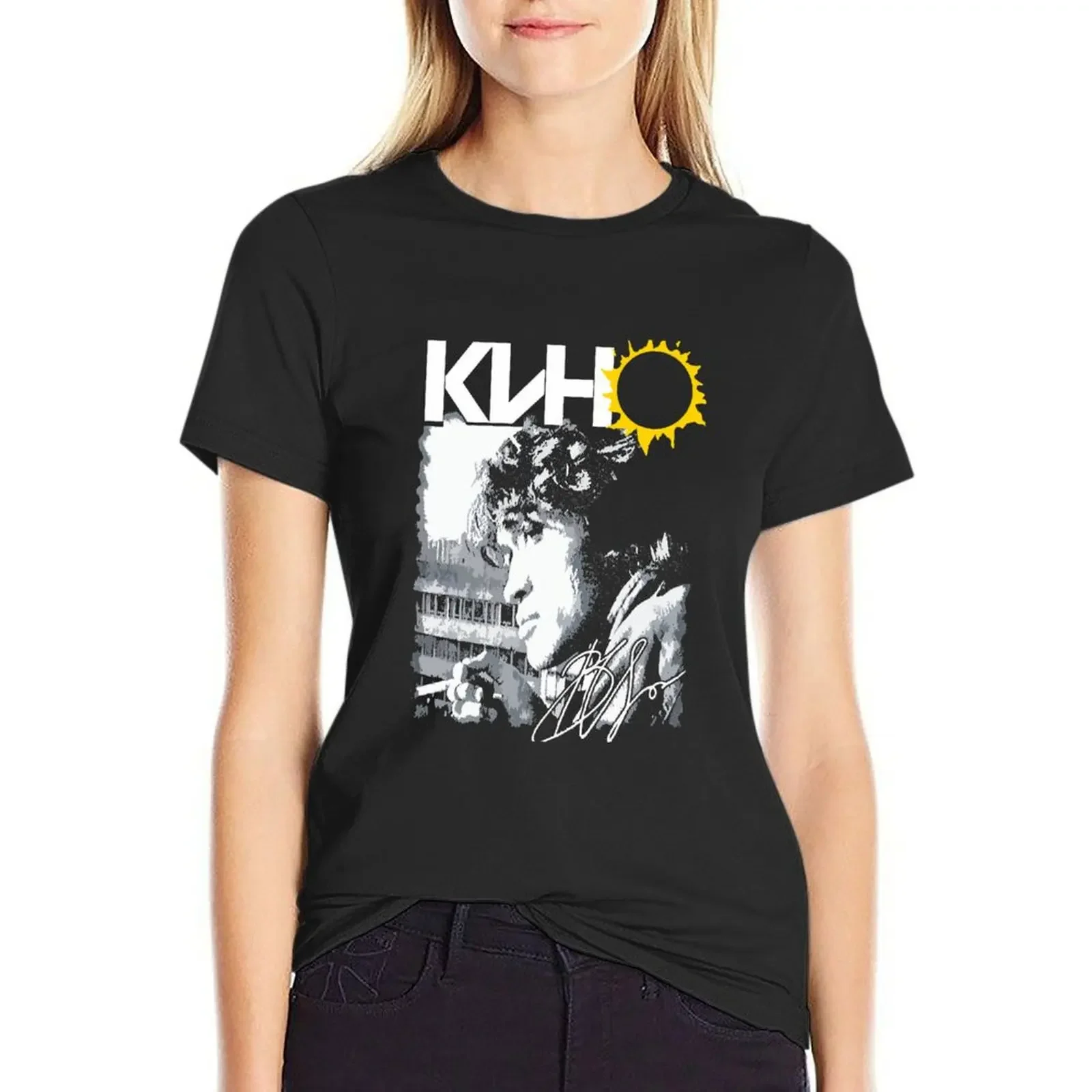 Viktor Tsoi, KINO Rock Band Classic T-Shirt cute clothes cute tops Women clothing