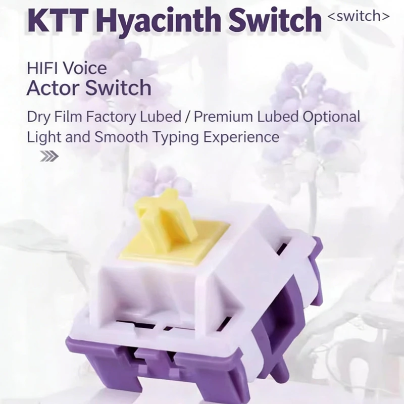 KTT 히아신스 스위치 리니어 스위치 5핀 HIFI 핫스왑 45g POM 부드러운 공장 윤활 처리된 커스텀 기계식 키보드 액세서리