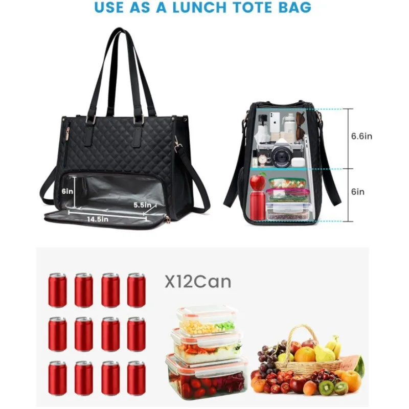 Multifunctional 2In1 Cooler Lunch Bags Insulated Handbag for Women Men Large Capacity Travel Picnic Lunch Box Food Delivery Bag 4