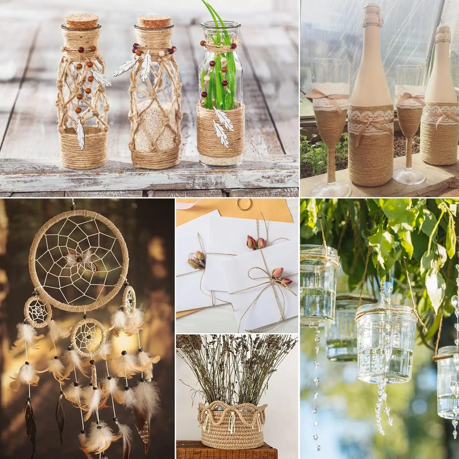 Natural Jute Twine 1.5mm for Gardening Plant Gift Wrapping Art Wedding Decoration Packing