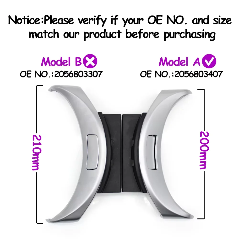 200mm Car Chromed Carbon Fiber Center Console Armrest Switch Button Trim Cover BENZ C GLC C200 GLC300 2056803407 Car Center Console Cover Car Arm Rest Handle