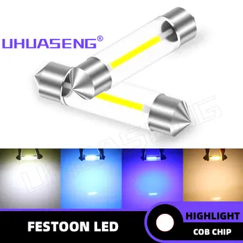 UHUASENG 실내 돔 도어 트렁크 신호 램프, 따뜻한 흰색 자동차 독서등, 페스툰 LED 전구, 1x C5W, 31mm, 36mm, 39mm, 41mm, SV8.5, C10W