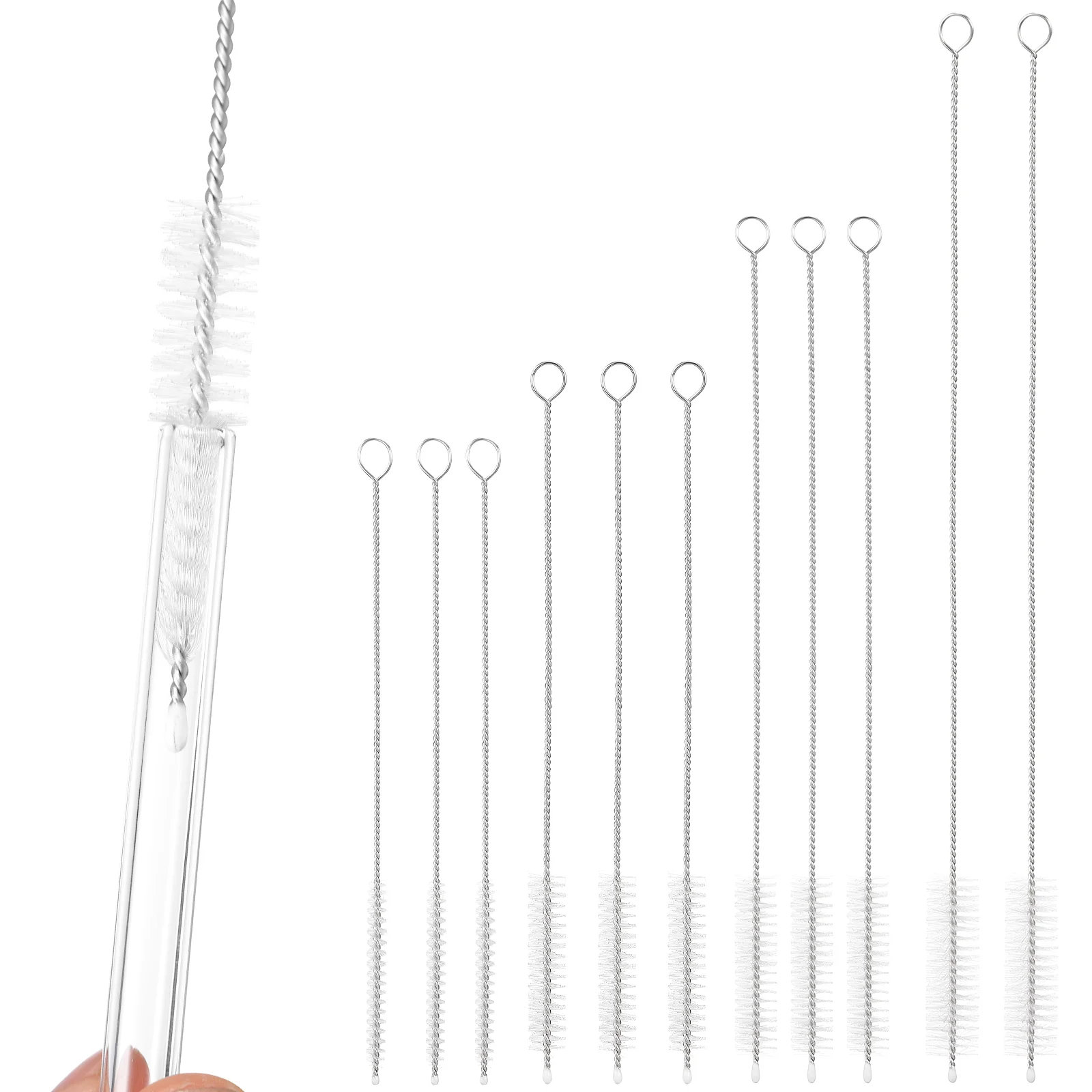 

11 Pcs Brush Stainless Steel Straw Cleaner Duct Tube Cleaning 304 Pipe Cleaners