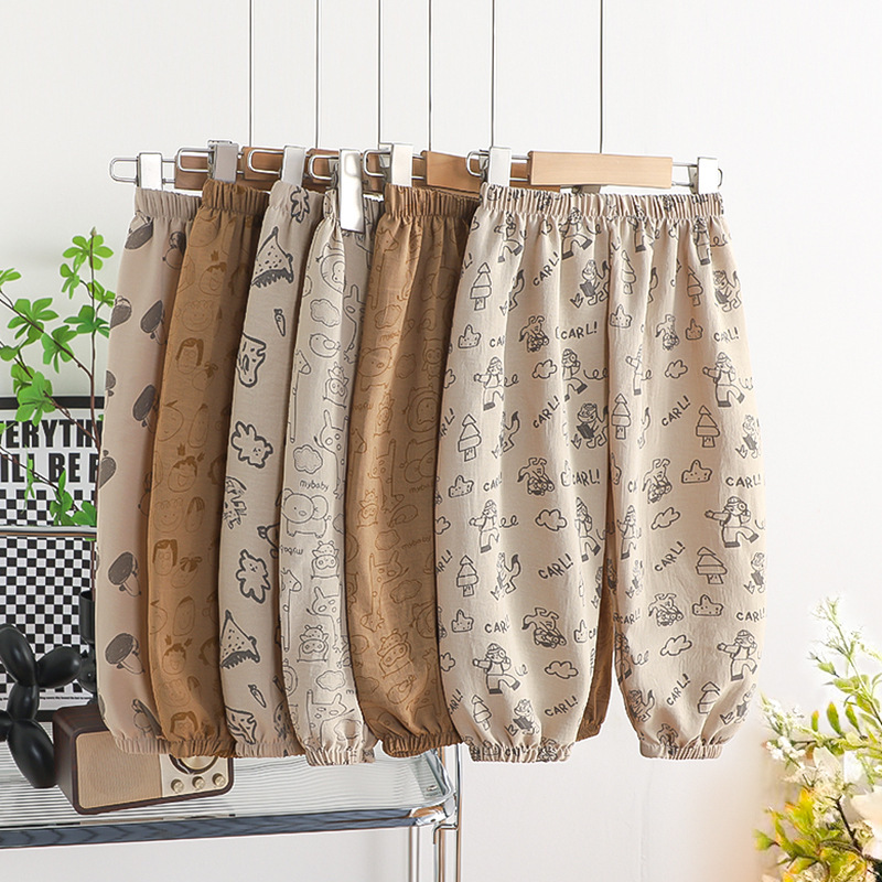 New Designer Printing Trousers Baby Unisex Cute Harem Pants Outdoor Toddler Girls Summer Fashion Thin Loose Full Length Pants