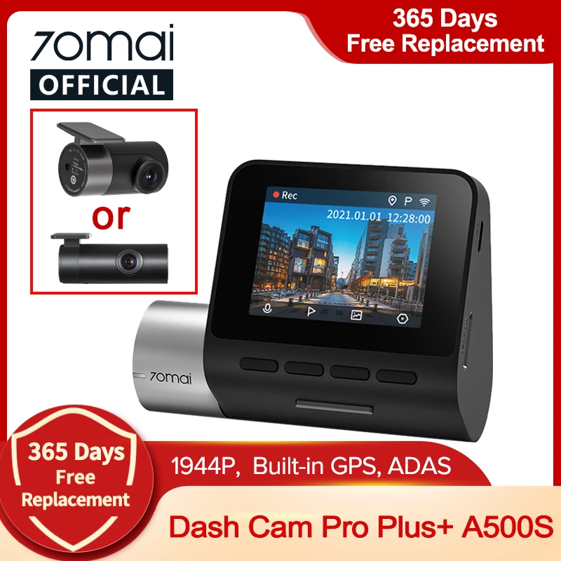 70mai Dash Cam Pro Plus+ A500S 1944P GPS ADAS Car Camera 70mai A500S Car DVR 24H Parking Support Rear Cam 140FOV Auto Recorder rearview mirror camera