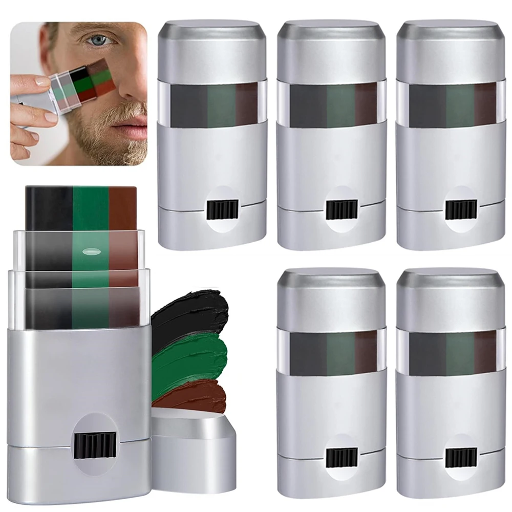 Camo Face Paint 3 Color Camouflage Hunting Face Painting Black Green Brown Hunting Makeup Stick for Themed Party CS Wargame 6Pcs