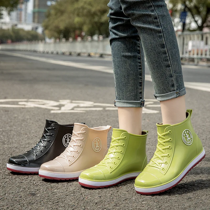 New Anti-odor Waterproof Rain Shoes For Women Designer Red Bottom