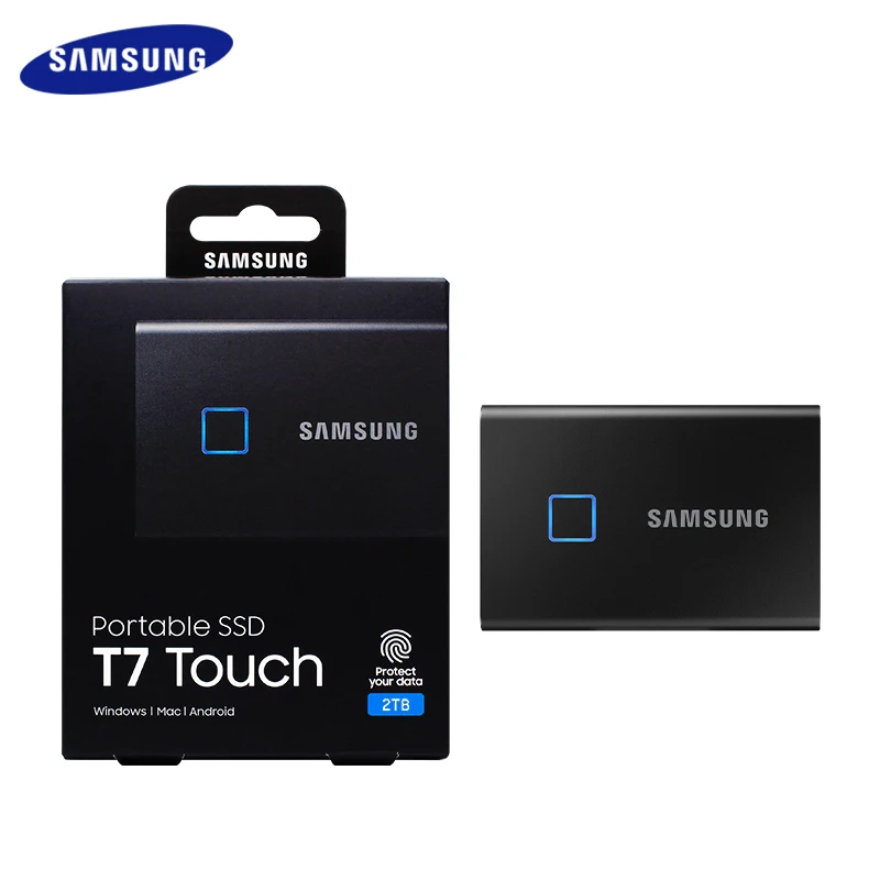 Ssd Esterno Samsung T7 Touch Ssd Portatile 1 Tb2Tb Mobile Ssd Nvme Disco Rigido Esterno A Stato Solido Usb 3.2 Gen 2 Per Laptop