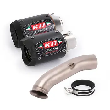 Carbon Fiber Muffler Motorcycle Exhaust Escape Mid Connect Link Pipe Slip On 51MM Tip Modified For DUKE 125 250 390 RC390 17-20