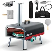 Pizza Oven Outdoor 13" Multi-Fuel Pizza Maker Rotatable Pizza Ovens Portable Wood Fired and Gas Oven 1