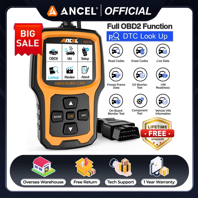 Ancel AD410 OBD2 Scanner Car Diagnostic Tool Check Engine Fault Code Reader Erase Error Multi Languages Automotive Scanner Tools 1