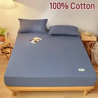 Cotton Fitted Sheet with Elastic Band Anti-Slip Mattress Cover for Single Double Queen King Bed Adjustable Plain Fitted Bedsheet 1