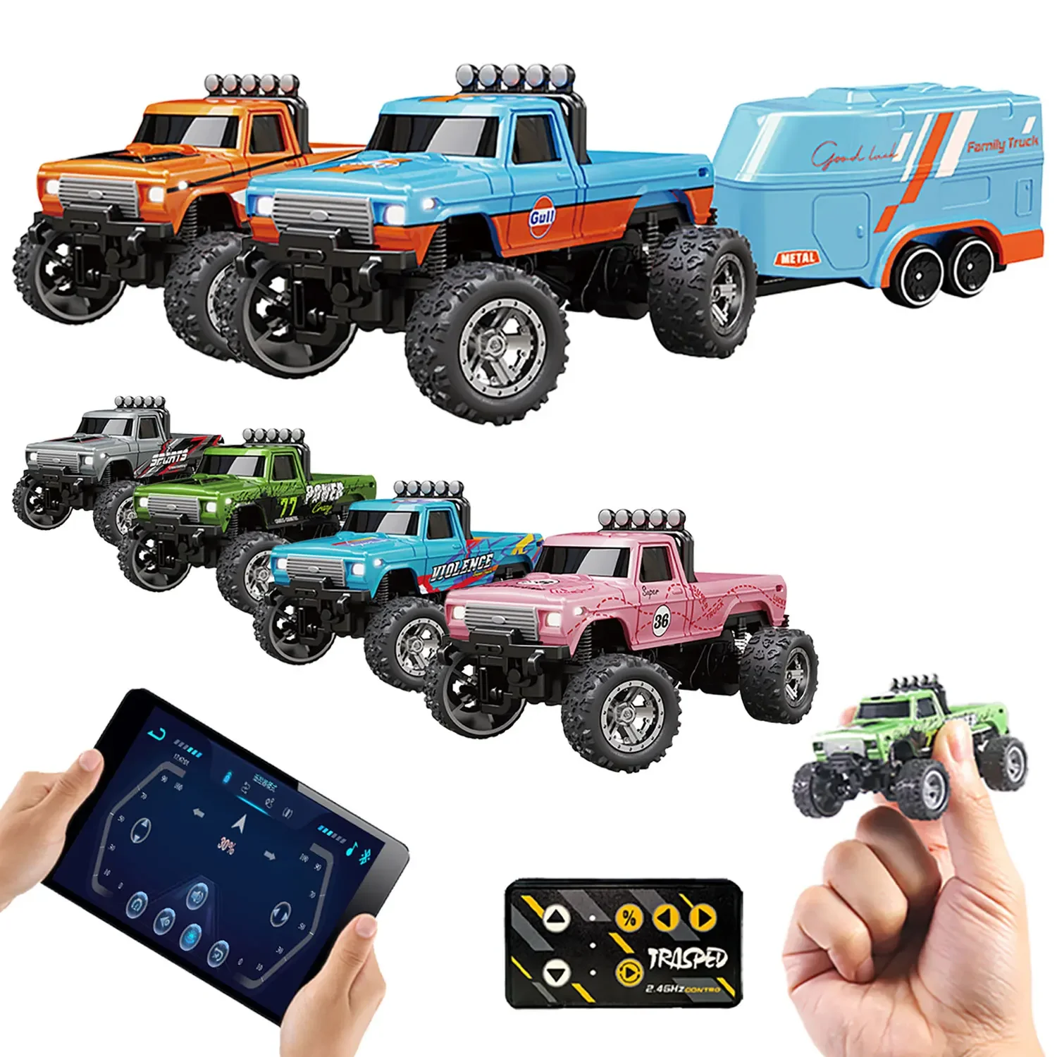 Voiture télécommandée Crawler Buggy RC 4WD avec remorque attachée, prête pour l'aventure