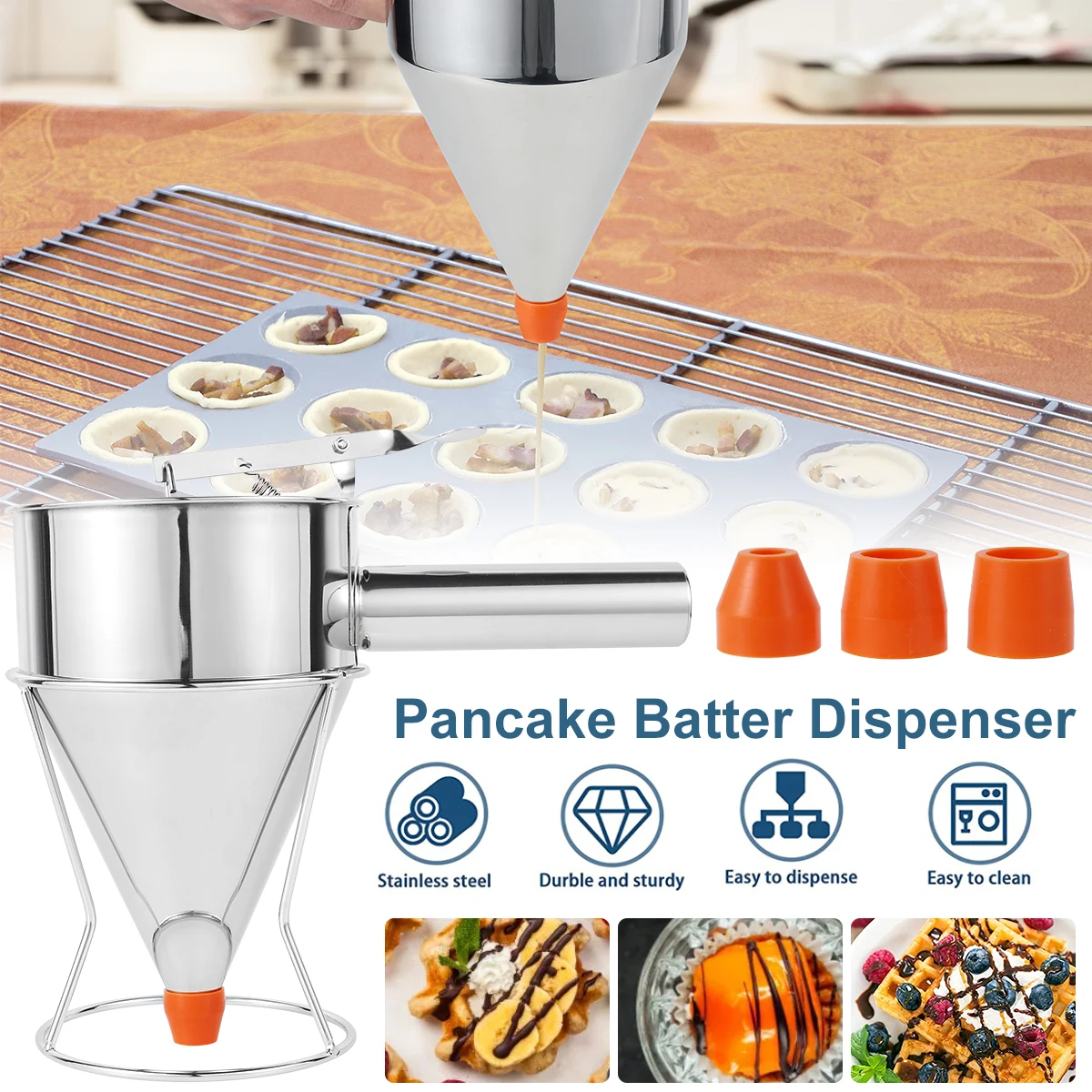 Stainless Steel Batter Dispenser Separator Pancake Pourer for Baking  Accessories Cake Donuts Desserts Tools Batter Dispenser - AliExpress