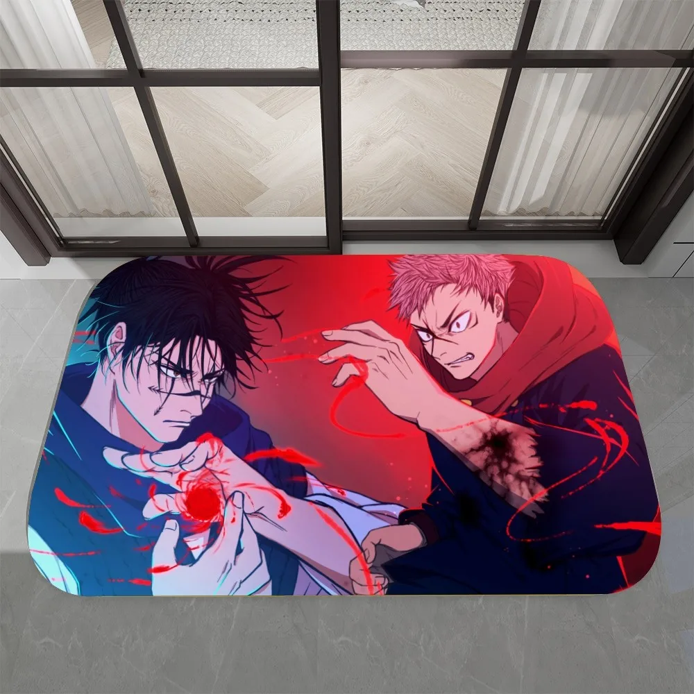 애니메이션 J-Jujutsu Kaisen 바닥 매트, 그래픽 인쇄 플란넬 도어 매트, 욕실 주방 입구 카펫 홈 데코