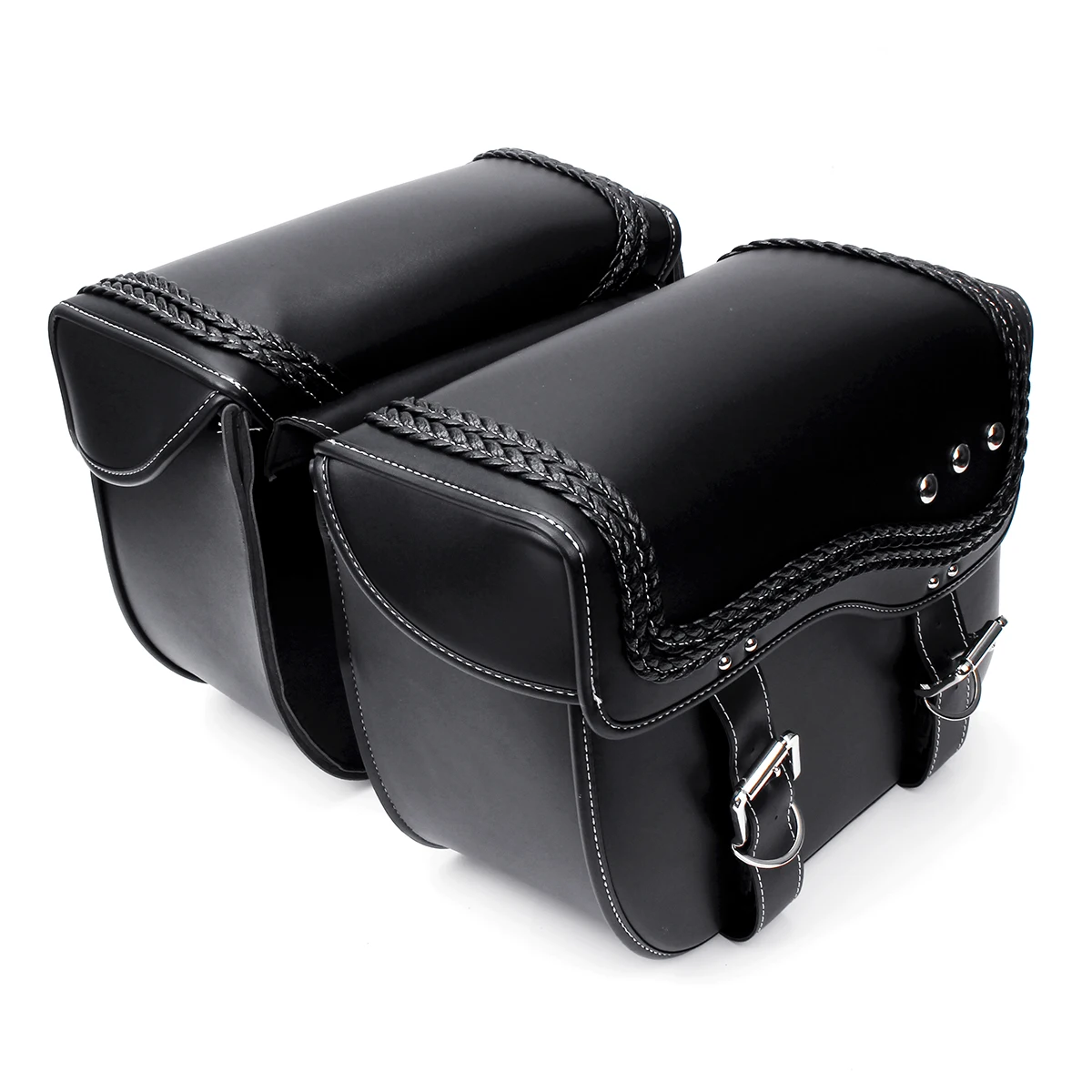 Waterproof PU Leather Motorcycle Saddle Bags Luggage Storage