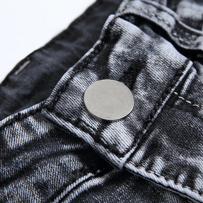New Men Grey Ripped Skinny Jeans Hip Hop Swag Denim Scratched Biker Jeans Joggers Pants Famous Brand Designer Men Trousers